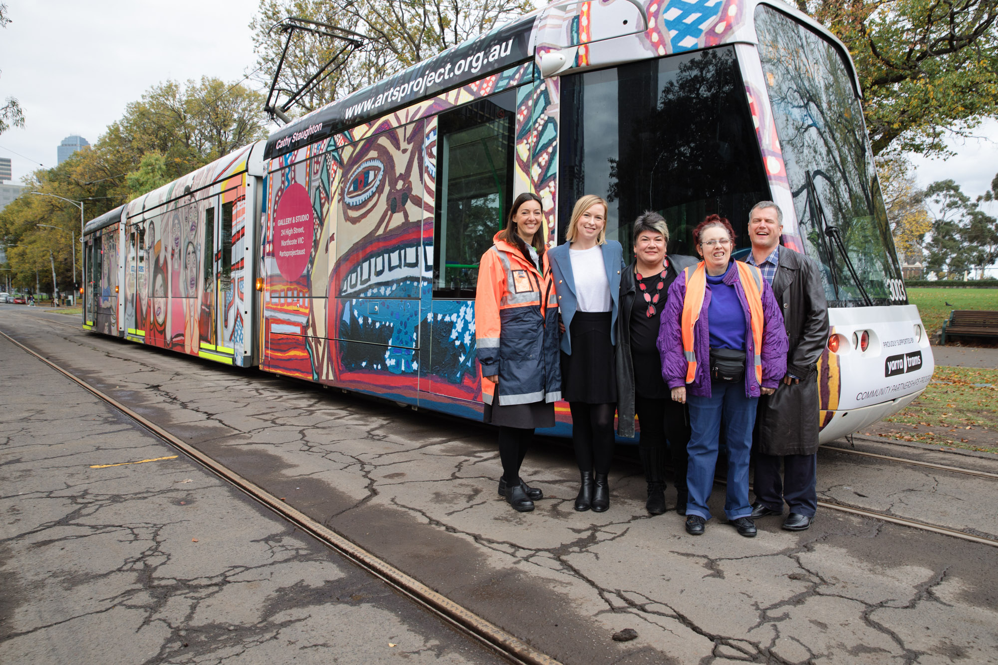 Cathy Sue and Warren with the APA art tram