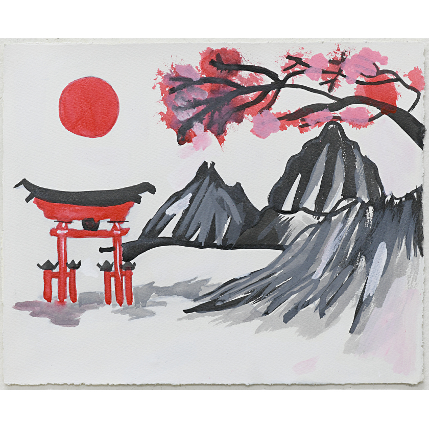 Landscape in traditional japanese sumi-e style - Finished Artworks