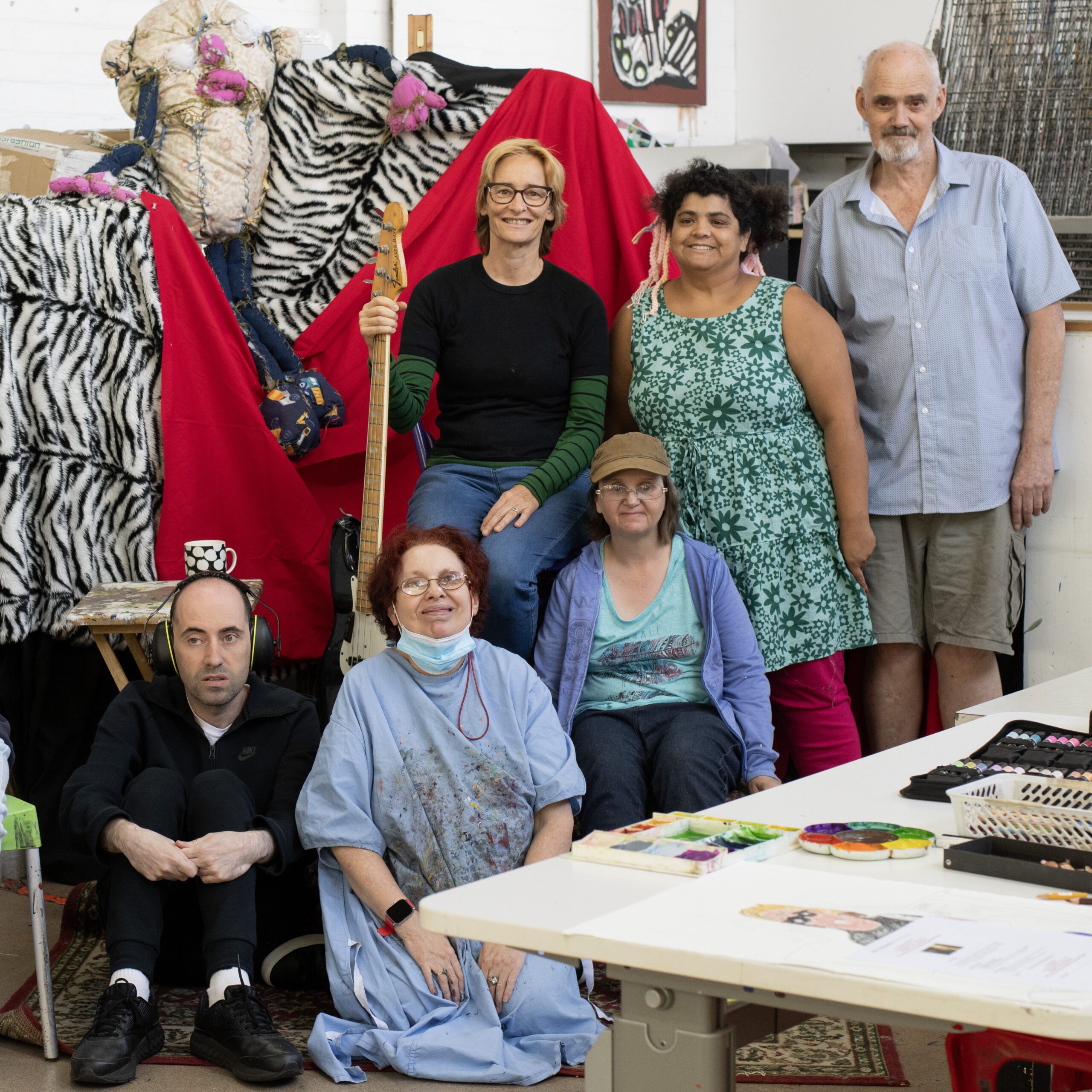 Janet English with APA artists (left to right) Anthony Romagnano, Cathy Staughton, Samantha Ashdown, Rakhi James and Will Murray.