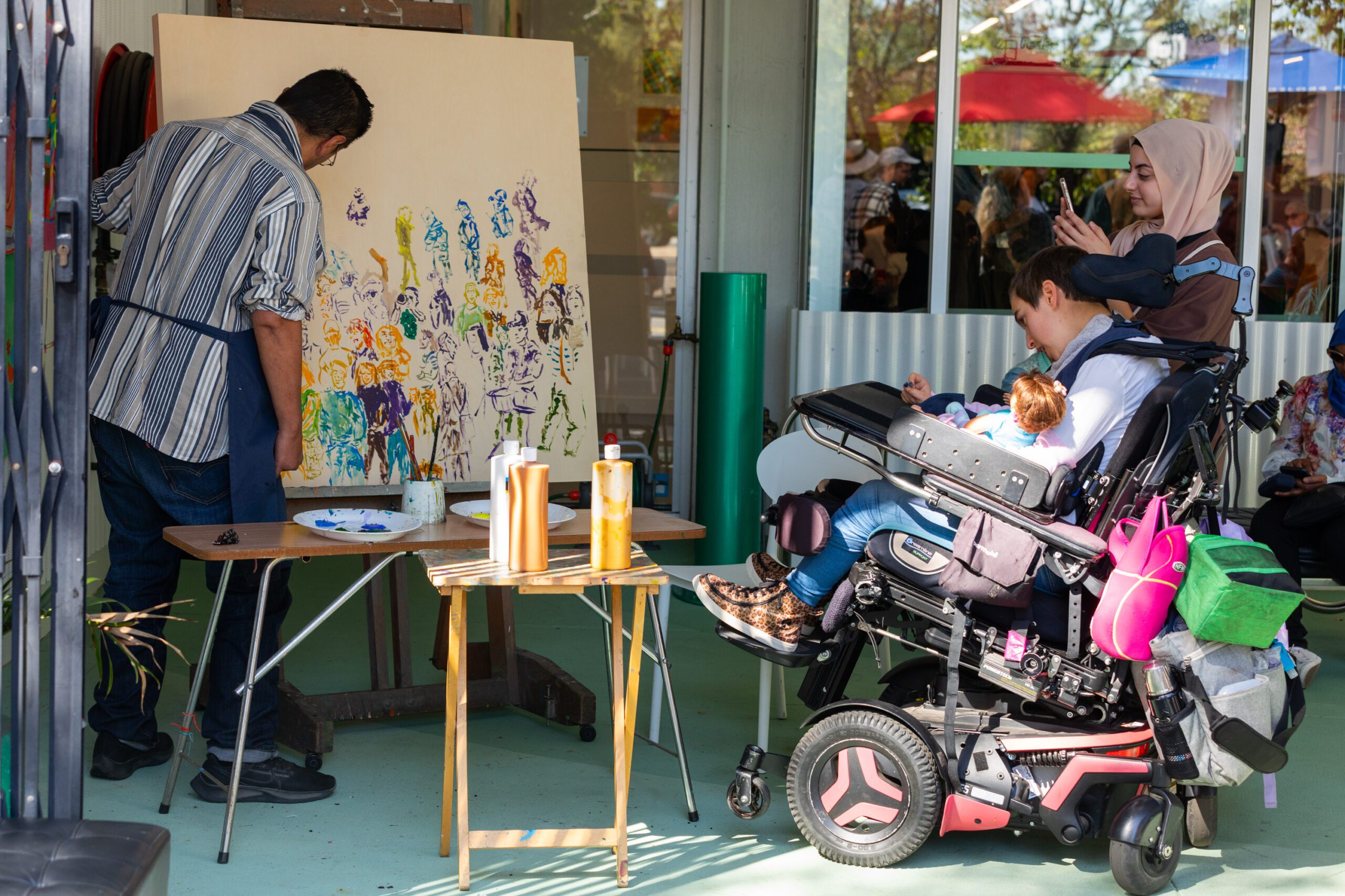 APA artist Amani Tia with fellow artists and supporters at the Studio Open Day