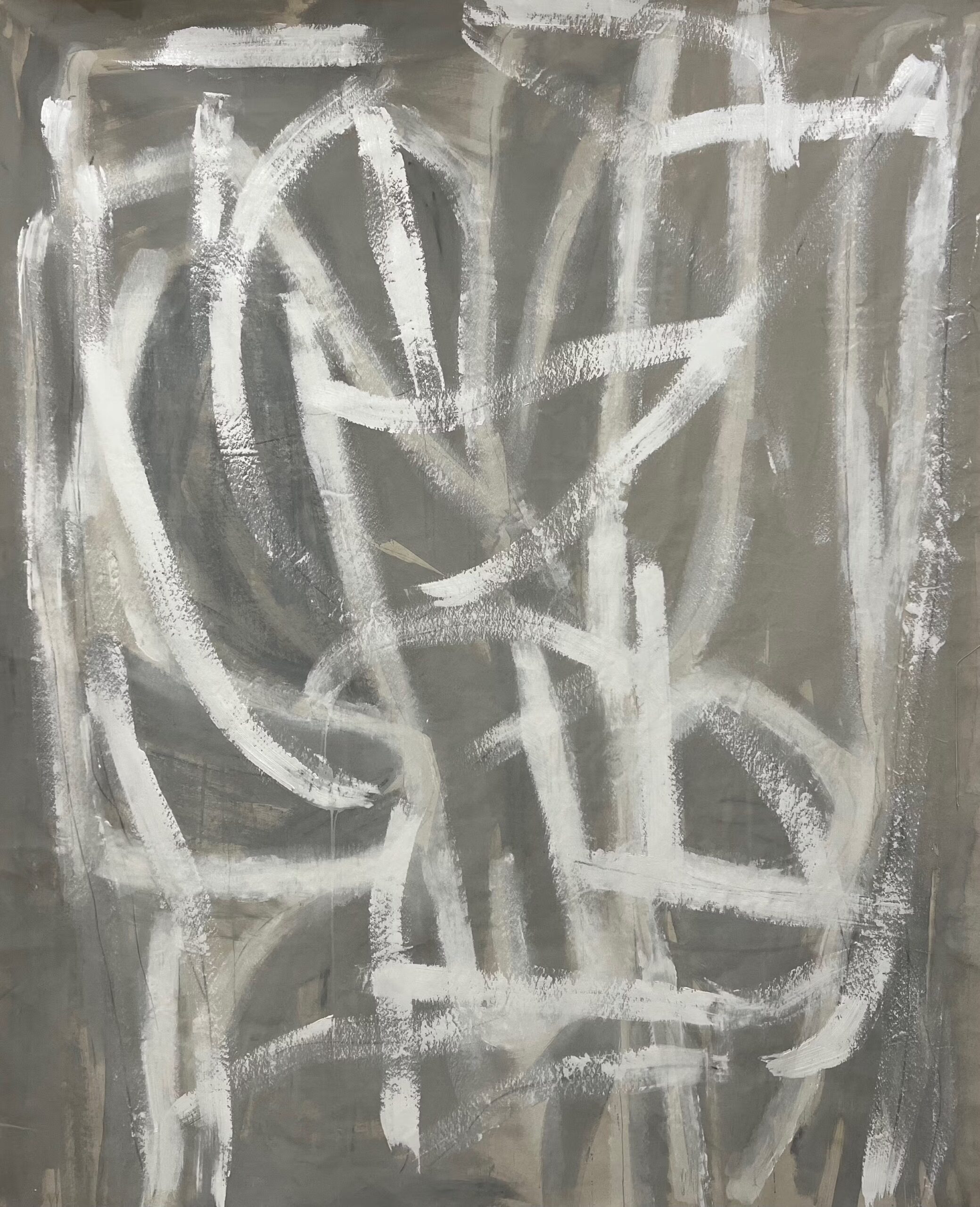 Georgina Campbell, Under the Lights, 2025, synthetic polymer and charcoal on raw canvas, 1.5 m x 2.2m. Courtesy of the artist.