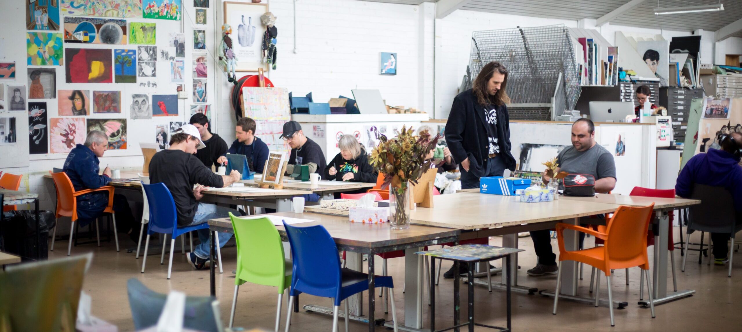 APA artists and staff working in the studio