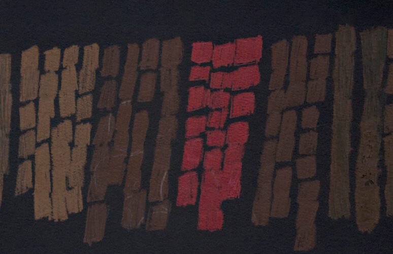 An abstract drawing using the pepsi max colours against a black background. This is a promotional banner for the Stop Work exhibition.