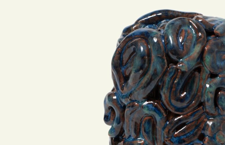 This is a promotional banner for the Ruth Howard: Woven Mantle exhibition.