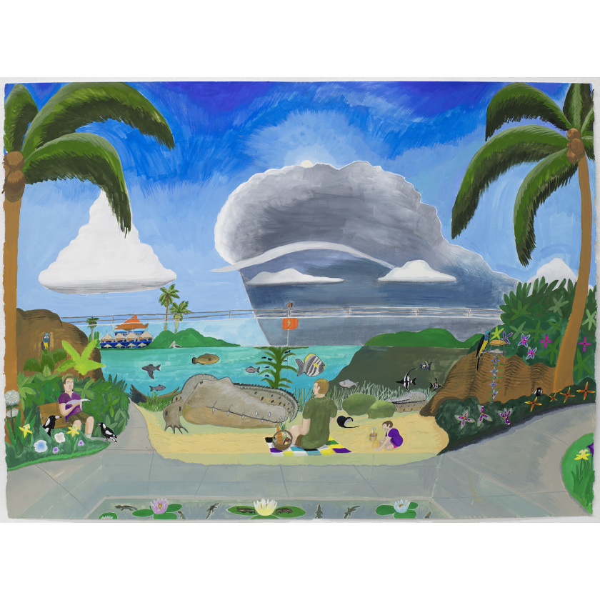 Saltwater Crocodile Behind the Glass Fence