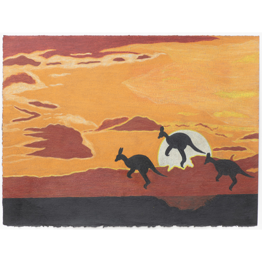3 Kangaroos Hopping in Sunrise from Music Cull Down Under by Colin Hay